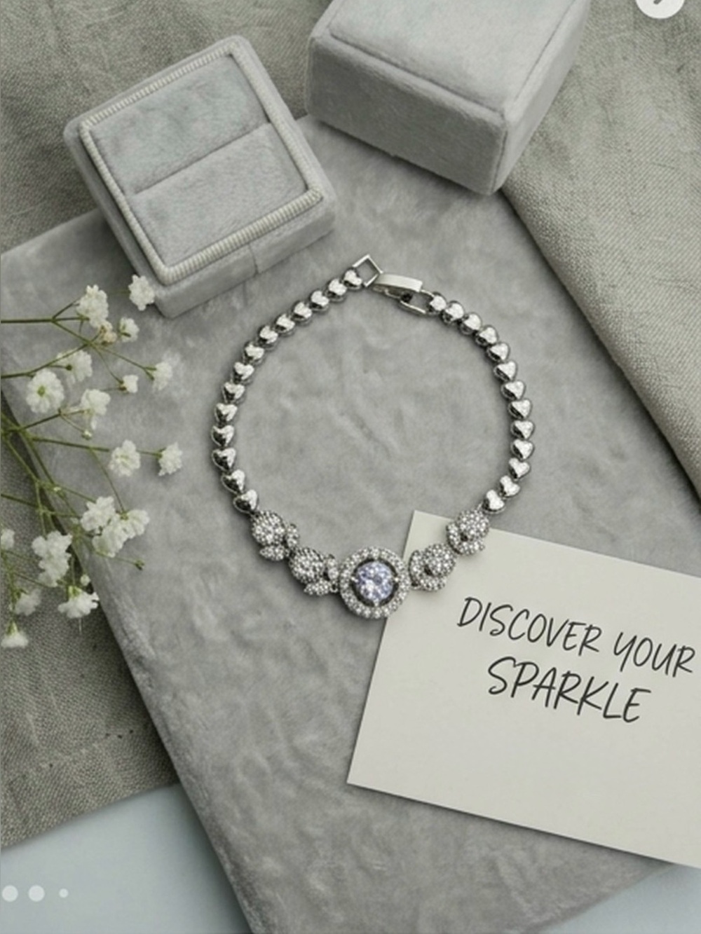 The Heartbeat Collection Rhodium-Plated Silver & CZ Bracelet NEW!